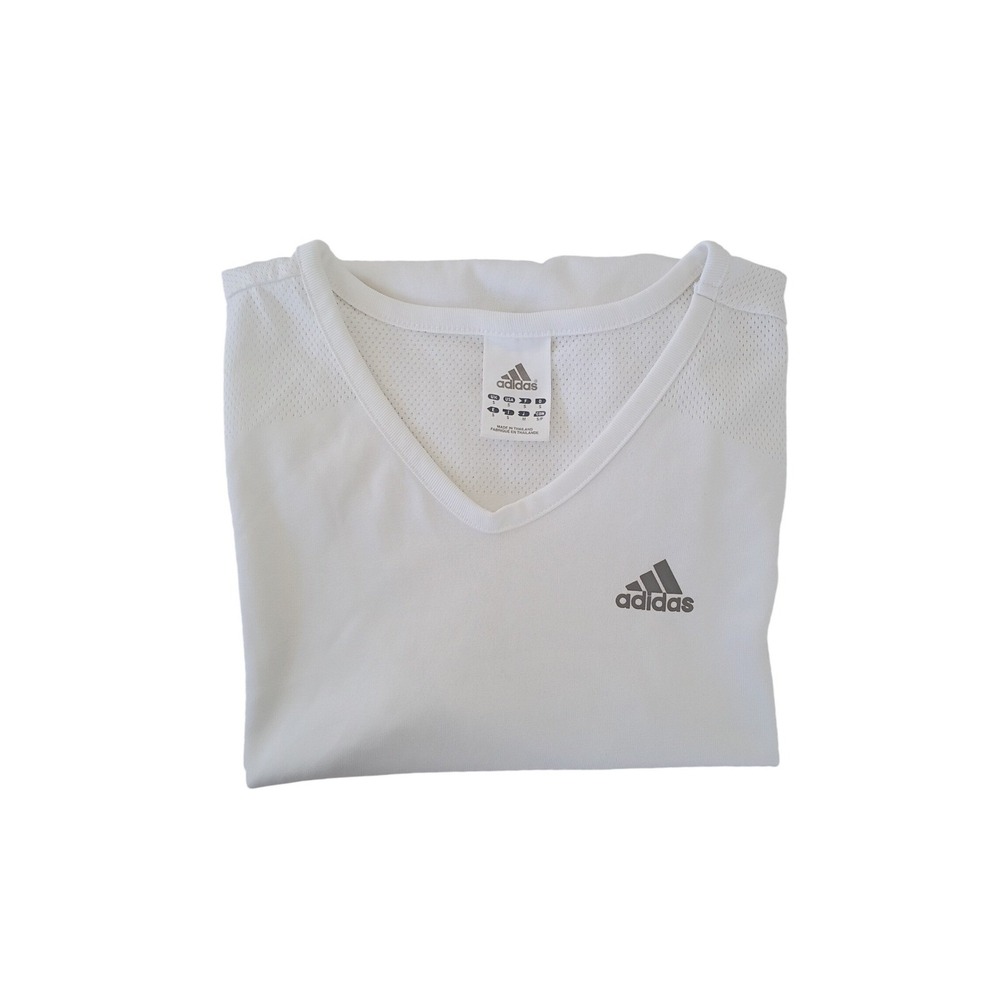 Adidas ClimaCool V Neck Athletic T Shirt White Womens Size S